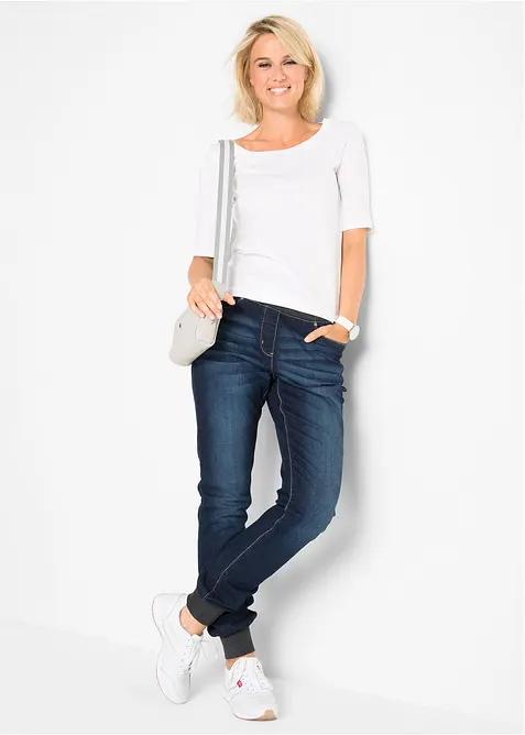Boyfriend jeans mid waist met comfortband, bonprix