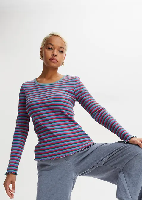 Geribd shirt met strepen van biologisch katoen, bonprix