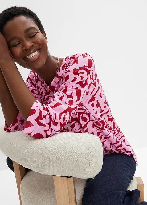 Shirt met ronde hals, 3/4 mouw, bonprix