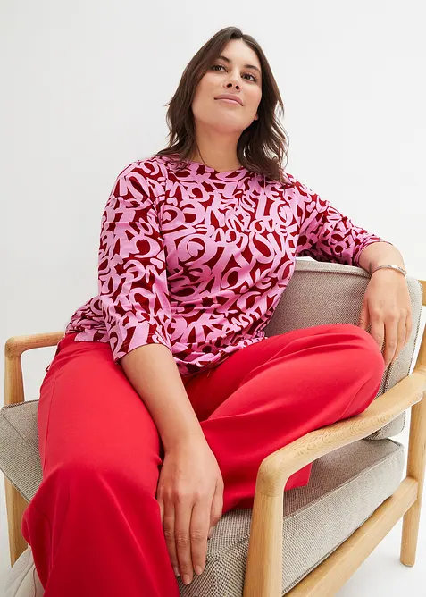 Shirt met ronde hals, 3/4 mouw, bonprix