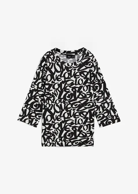 Shirt met ronde hals, 3/4 mouw, bonprix