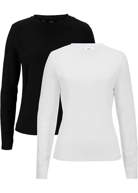 Longsleeve van biologisch katoen (set van 2), bonprix