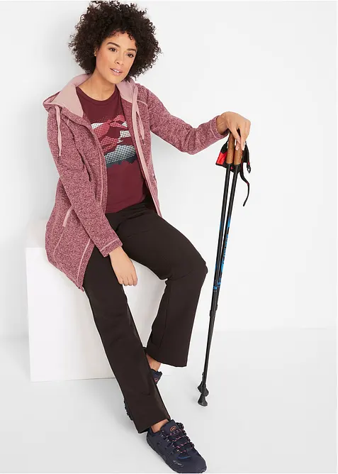 Lang fleece vest met capuchon, bonprix