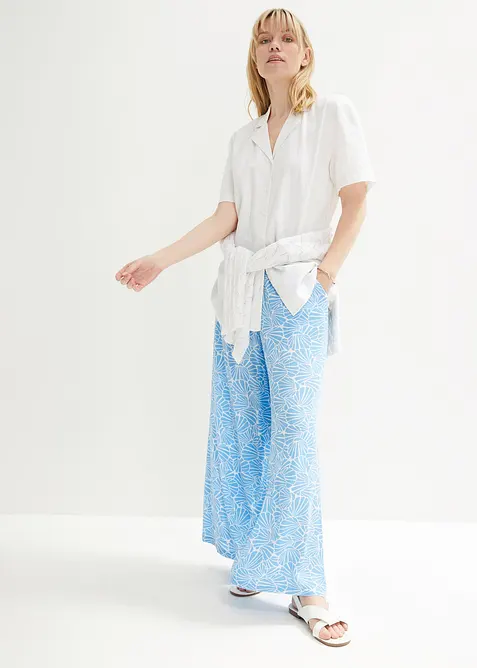 Luchtige oversized blouse van linnenmix, korte mouw, bonprix