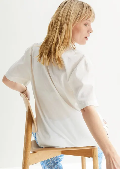 Luchtige oversized blouse van linnenmix, korte mouw, bonprix