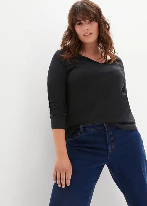 Longsleeve met V-hals (set van 2), bonprix