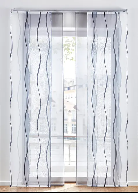 Paneelgordijn effen en gedessineerd (2-dlg. set), bonprix