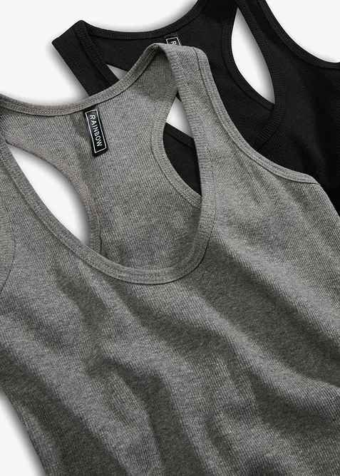 Geribde tanktop (set van 2), bonprix