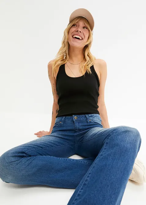 Geribde tanktop (set van 2), bonprix