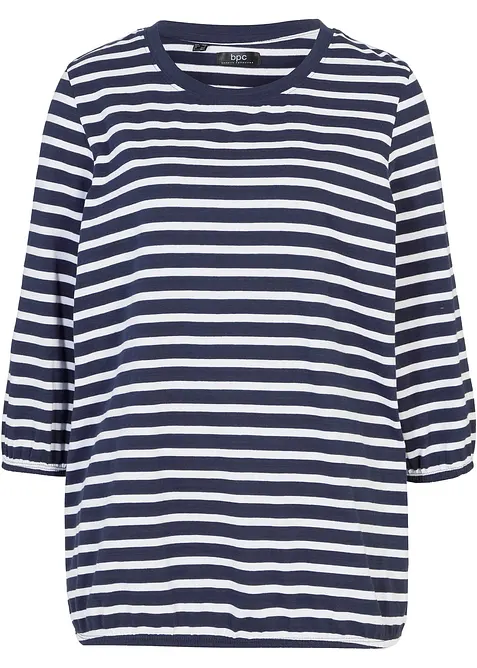 Gestreept shirt van biologisch katoen met 3/4 mouwen, bonprix