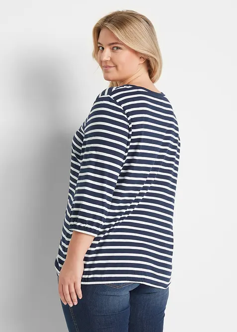 Gestreept shirt van biologisch katoen met 3/4 mouwen, bonprix