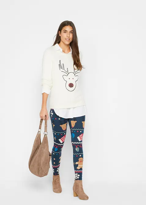 Kersttrui met pailletten rendier, bonprix