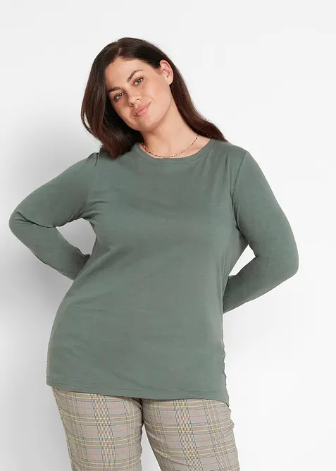 Longshirt met ronde hals, lange mouwen (set van 5), bonprix