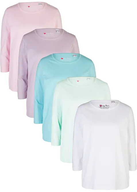 Longsleeve met ronde hals (set van 5), bonprix