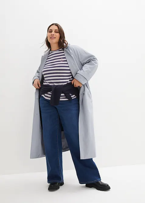 Gestreepte longsleeve met borduursel, bonprix