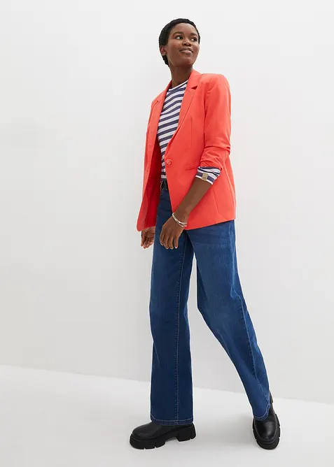 Gestreepte longsleeve met borduursel, bonprix