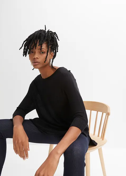 Fijnebreide trui met 3/4 mouwen, bonprix