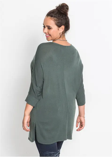 Fijnebreide trui met 3/4 mouwen, bonprix