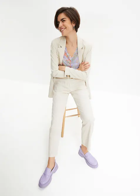 High waist broek van een linnen-viscosemix, bonprix