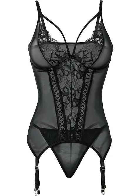Bustier met jarretels en string (2-dlg. set), bonprix