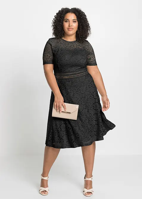 Midi jurk van kant met gehaakte inzet, bonprix