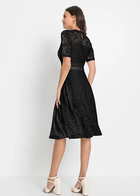 Midi jurk van kant met gehaakte inzet, bonprix