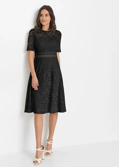 Midi jurk van kant met gehaakte inzet, bonprix