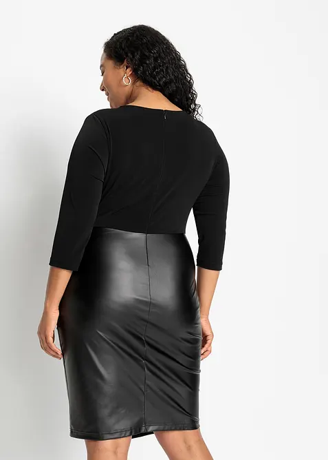 Jurk van imitatieleer met lijfje van jersey, bonprix