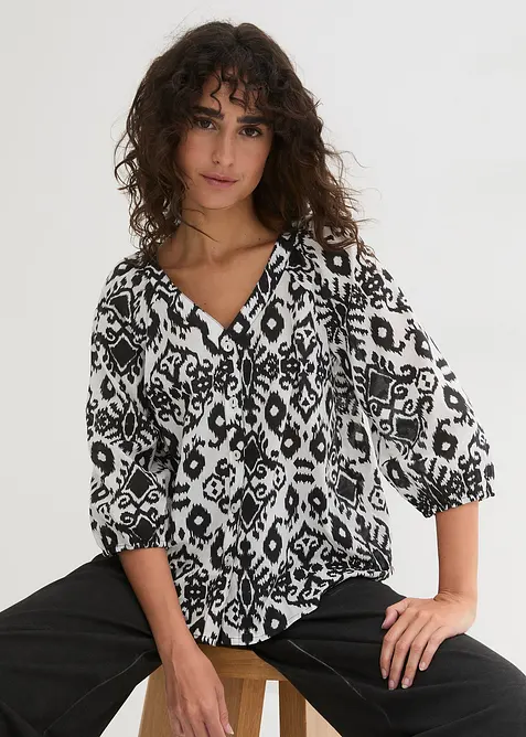 Gedessineerde blouse van katoen, bonprix