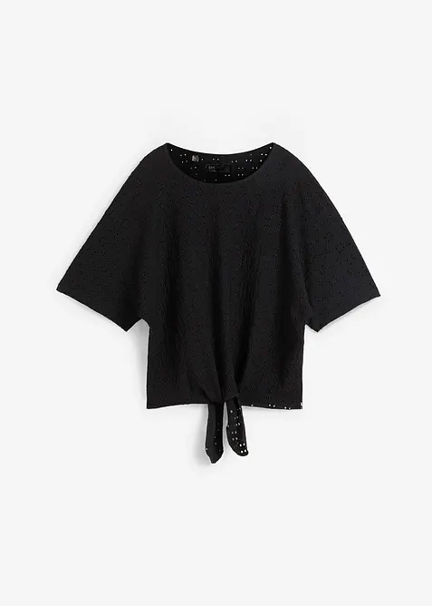 Vleermuisshirt met broderie anglaise, bonprix