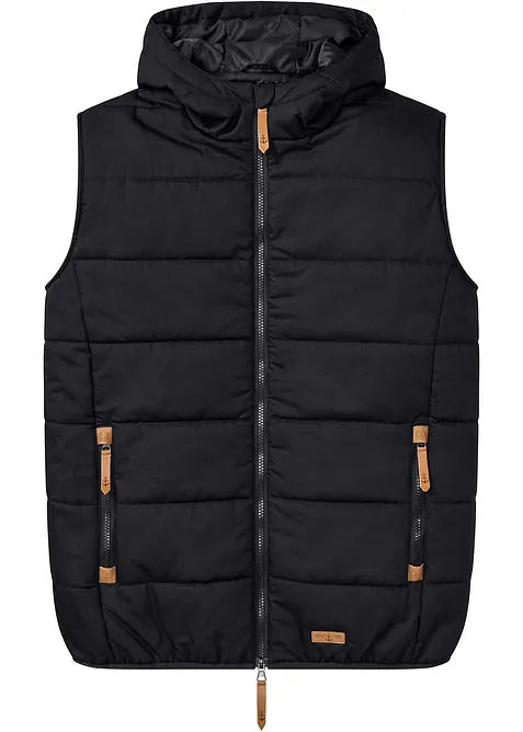 Bodywarmer met capuchon en imitatieleer, bonprix