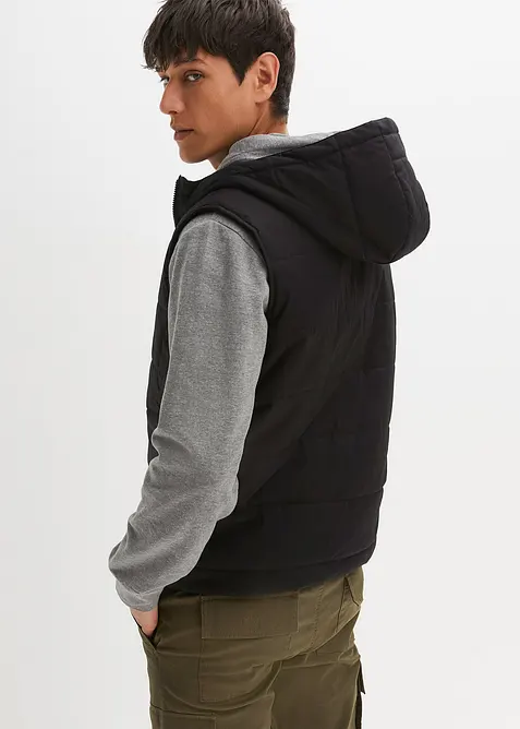 Bodywarmer met capuchon en imitatieleer, bonprix