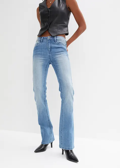 Flared jeans mid waist, stretch, bonprix