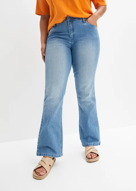 Flared jeans mid waist, stretch, bonprix