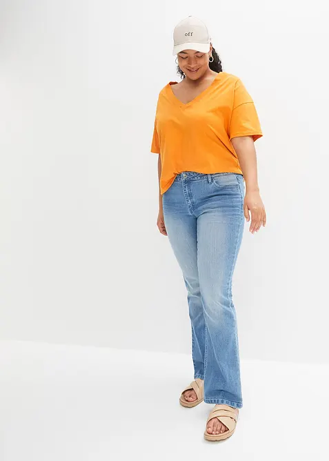 Flared jeans mid waist, stretch, bonprix