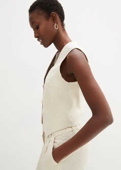 Linnen gilet, bonprix