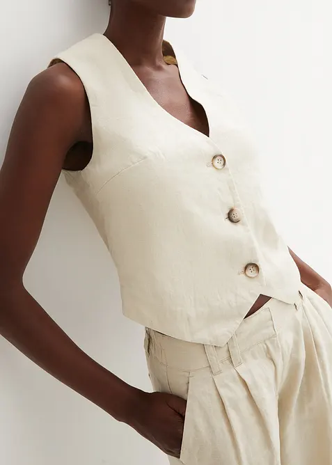 Linnen gilet, bonprix