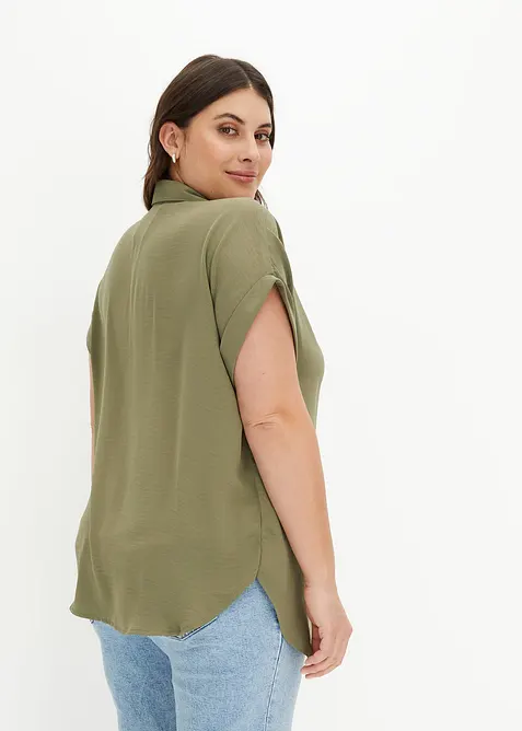 Blouse met korte mouw van gerecycled polyester, bonprix