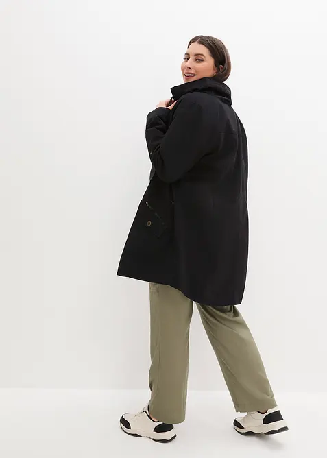 Korte katoenen parka met opstaande kraag, getailleerd, bonprix