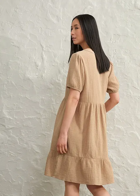 Oversized katoenen jurk van mousseline, bonprix