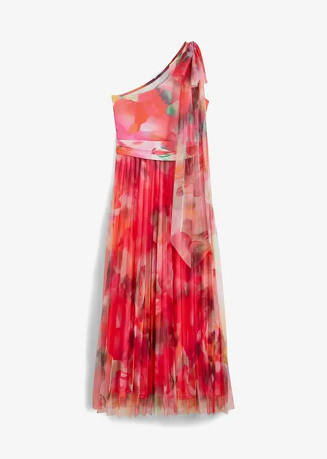 One-shoulder jurk met plissé rok, bonprix