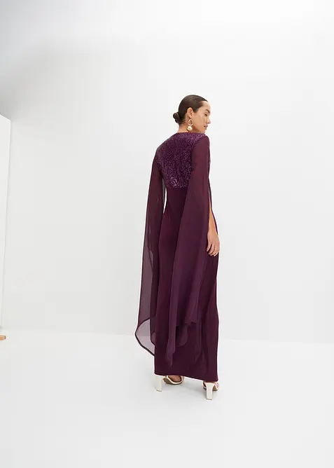 Galajurk met pailletten en chiffon mouwen, bonprix