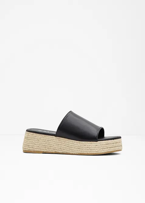 Plateau slippers met hak in raffia-look, bonprix