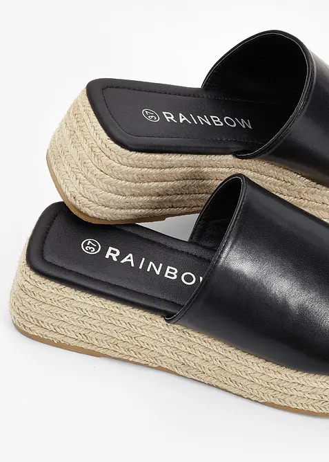Plateau slippers met hak in raffia-look, bonprix