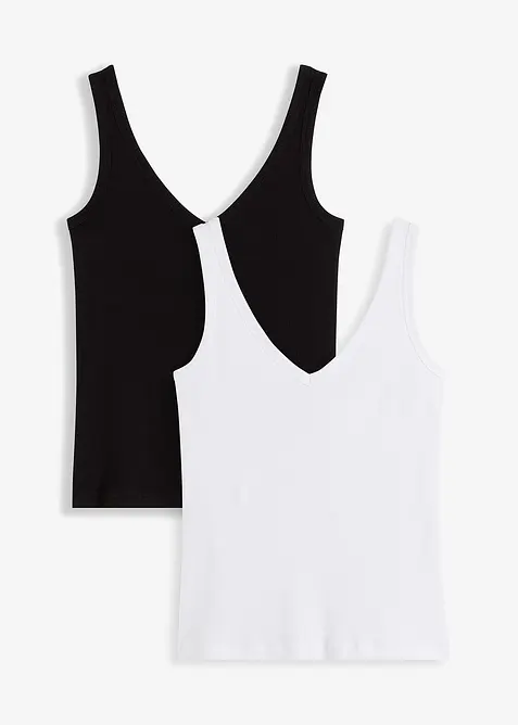 Geribde top van biologisch katoen (set van 2), bonprix