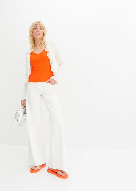 Geribde top van biologisch katoen (set van 2), bonprix