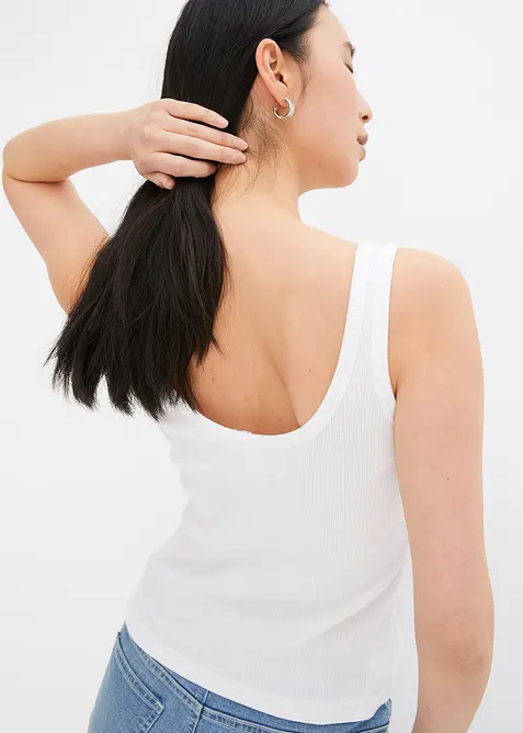 Geribde top van biologisch katoen (set van 2), bonprix