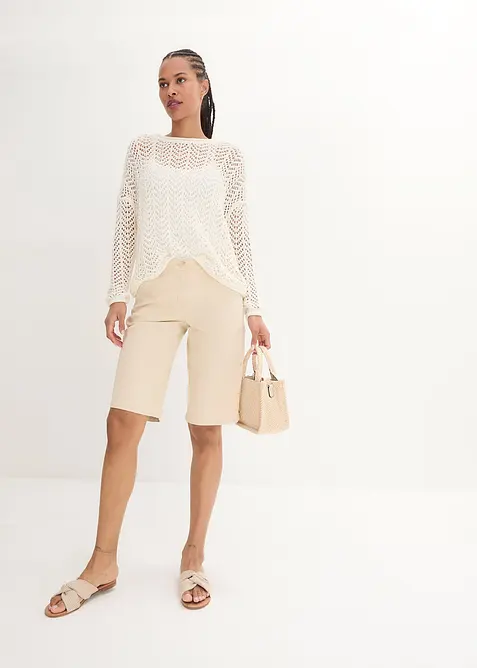 Knielange, katoenen bermuda met utility details, bonprix