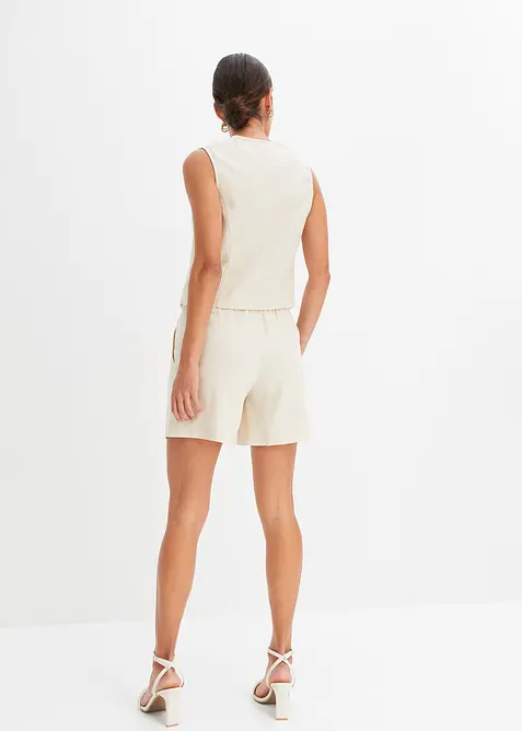 Gilet en short in een linnenmix, bonprix