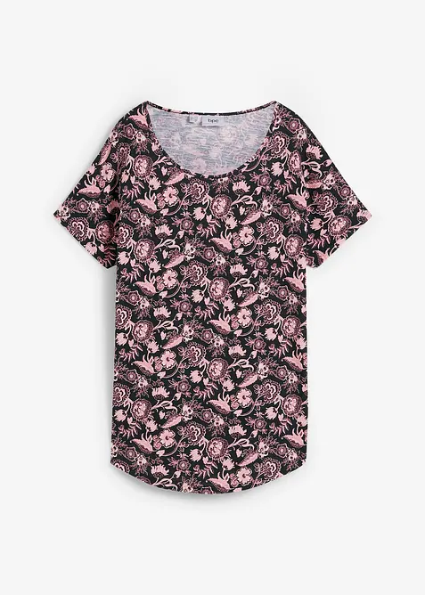 Losjes vallend slub shirt met afgeronde onderrand van biologisch katoen, bonprix